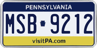 PA license plate MSB9212