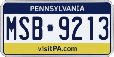 PA license plate MSB9213
