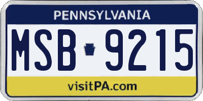 PA license plate MSB9215