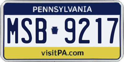 PA license plate MSB9217