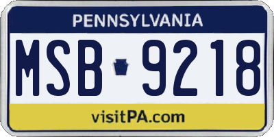 PA license plate MSB9218