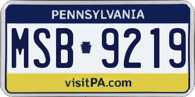 PA license plate MSB9219