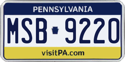 PA license plate MSB9220