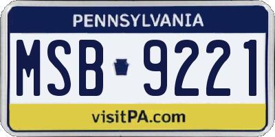 PA license plate MSB9221