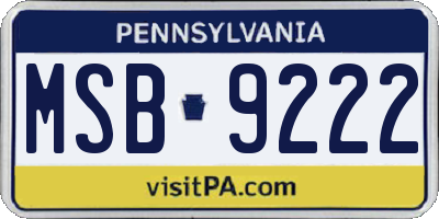 PA license plate MSB9222