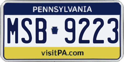 PA license plate MSB9223