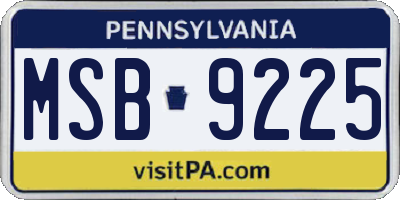 PA license plate MSB9225