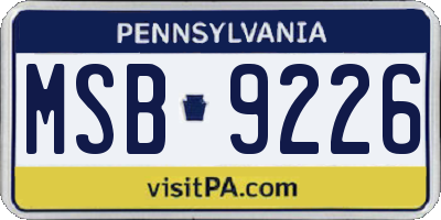 PA license plate MSB9226