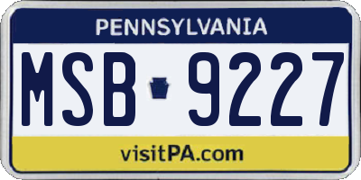PA license plate MSB9227