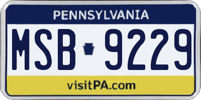 PA license plate MSB9229