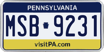 PA license plate MSB9231
