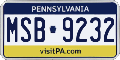 PA license plate MSB9232
