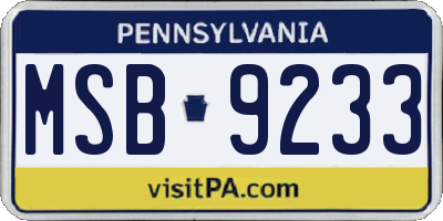 PA license plate MSB9233
