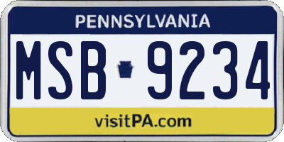PA license plate MSB9234