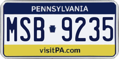 PA license plate MSB9235