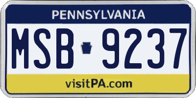 PA license plate MSB9237