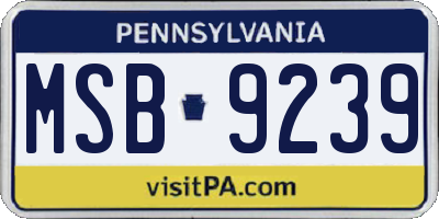 PA license plate MSB9239
