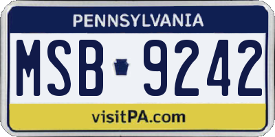 PA license plate MSB9242
