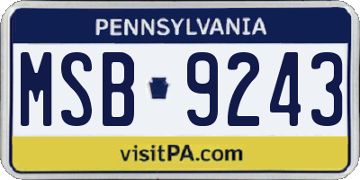 PA license plate MSB9243