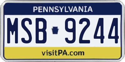 PA license plate MSB9244