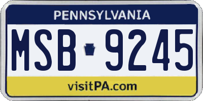 PA license plate MSB9245
