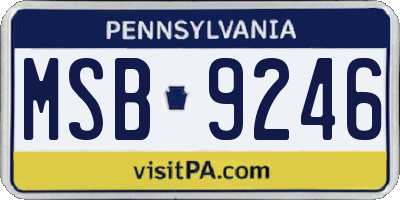 PA license plate MSB9246