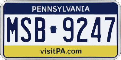 PA license plate MSB9247