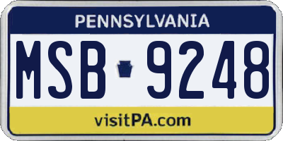 PA license plate MSB9248