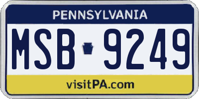 PA license plate MSB9249
