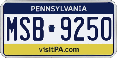 PA license plate MSB9250