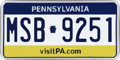 PA license plate MSB9251
