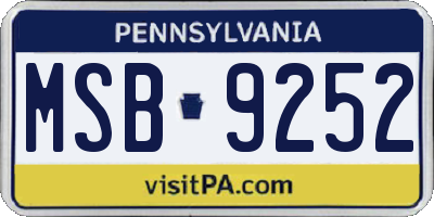 PA license plate MSB9252