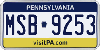 PA license plate MSB9253