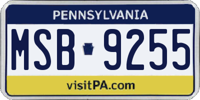 PA license plate MSB9255