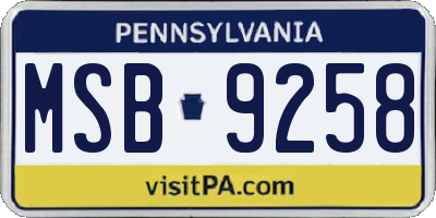 PA license plate MSB9258
