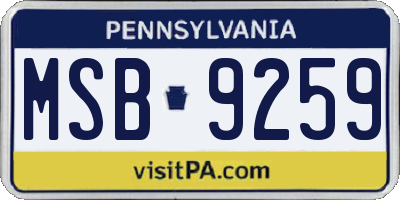 PA license plate MSB9259