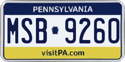 PA license plate MSB9260