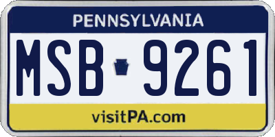 PA license plate MSB9261