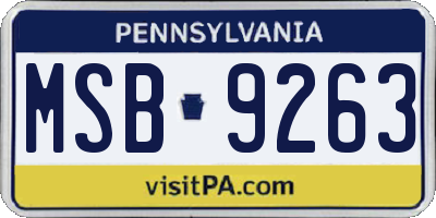 PA license plate MSB9263