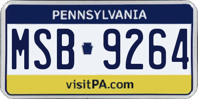 PA license plate MSB9264