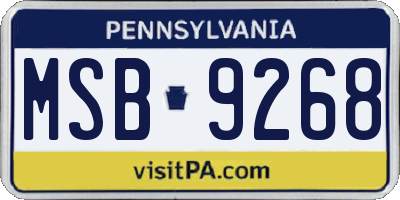 PA license plate MSB9268