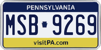 PA license plate MSB9269