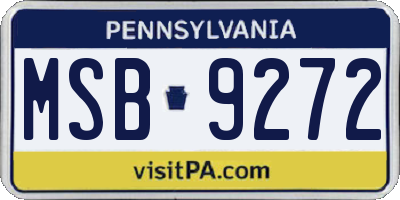 PA license plate MSB9272