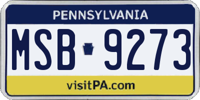 PA license plate MSB9273