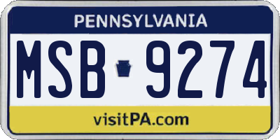 PA license plate MSB9274