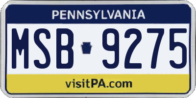 PA license plate MSB9275
