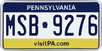PA license plate MSB9276
