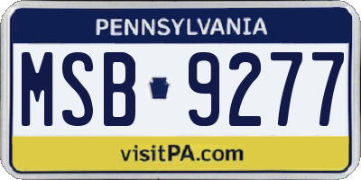 PA license plate MSB9277