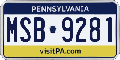 PA license plate MSB9281