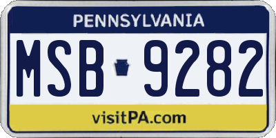 PA license plate MSB9282